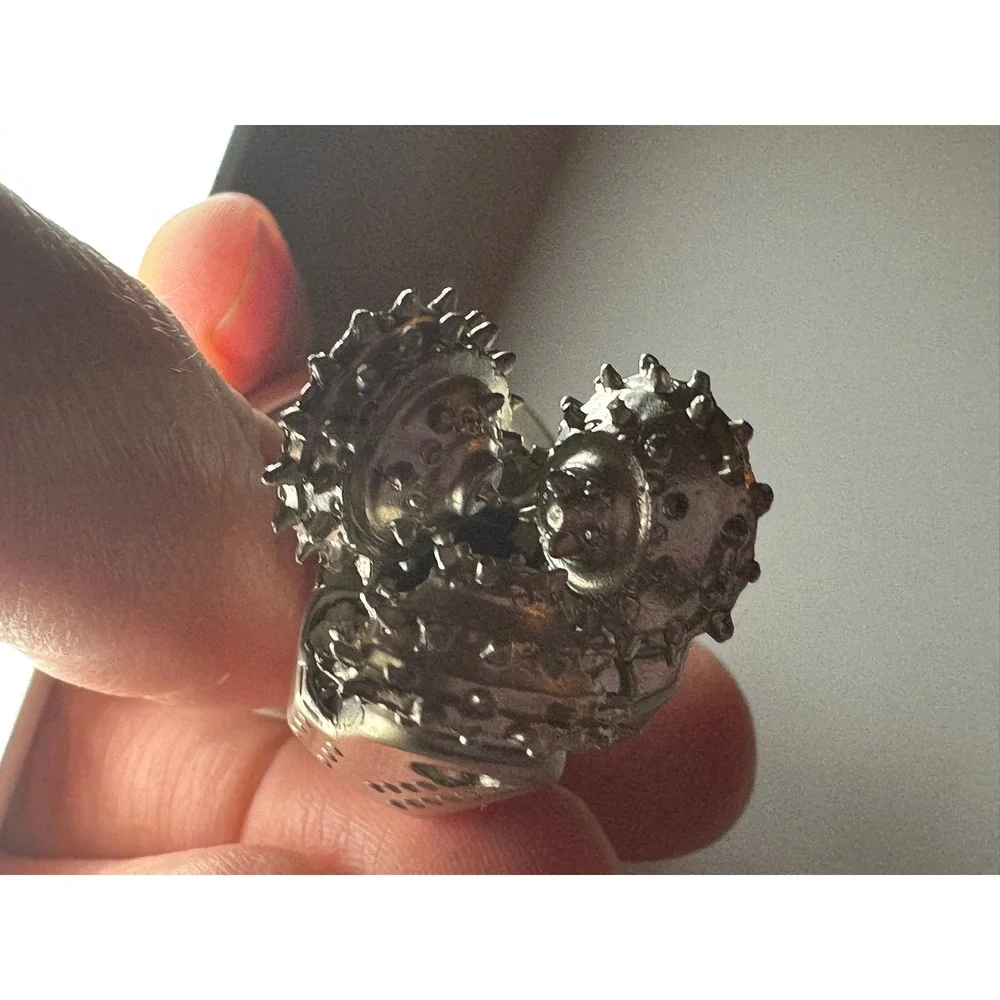 Silver Tricone Drill Bit Keychain Oil Gas‎ Mining Industrial Novelty Accessory